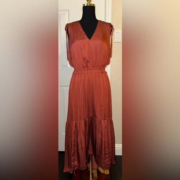Banana Republic Dresses & Skirts - Banana Republic Satin Ruched Maxi Dress Copper Clay Size 12 NWT High-Low Hem